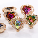 5Pcs Heart Pendant 21Color Earring Necklace Charms Silver Pendant