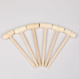 5Pcs Natural Hemu Hammer Shape Wooden DIY Crafts