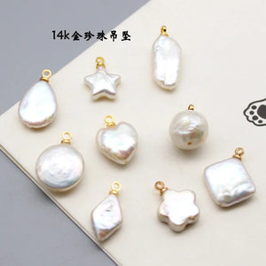 5Pcs/Pack Pearl Pendant Star Heart Baroque DIY Earrings Bracelet Accessories