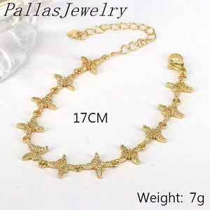 Crystal Star Butterfly Airplane Chain Bracelet for Girls Women