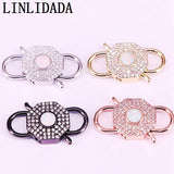 5Pcs Plating cz opal charm clasp, micro pave pendant