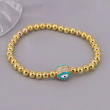 5Pcs Enamel Zircon Round Eye Bracelet Beaded Elastic Dainty Accessory