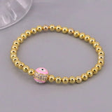 5Pcs Enamel Zircon Round Eye Bracelet Beaded Elastic Dainty Accessory