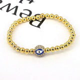 5Pcs Enamel Zircon Round Eye Bracelet Beaded Elastic Dainty Accessory