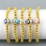 5Pcs Enamel Zircon Round Eye Bracelet Beaded Elastic Dainty Accessory