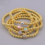 5Pcs Enamel Zircon Round Eye Bracelet Beaded Elastic Dainty Accessory