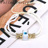 5Pcs Evil Eyes Lampwork Bead Bracelets Adjustable Rope