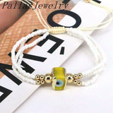 5Pcs Evil Eyes Lampwork Bead Bracelets Adjustable Rope