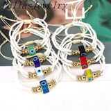 5Pcs Evil Eyes Lampwork Bead Bracelets Adjustable Rope