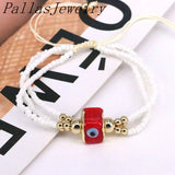 5Pcs Evil Eyes Lampwork Bead Bracelets Adjustable Rope