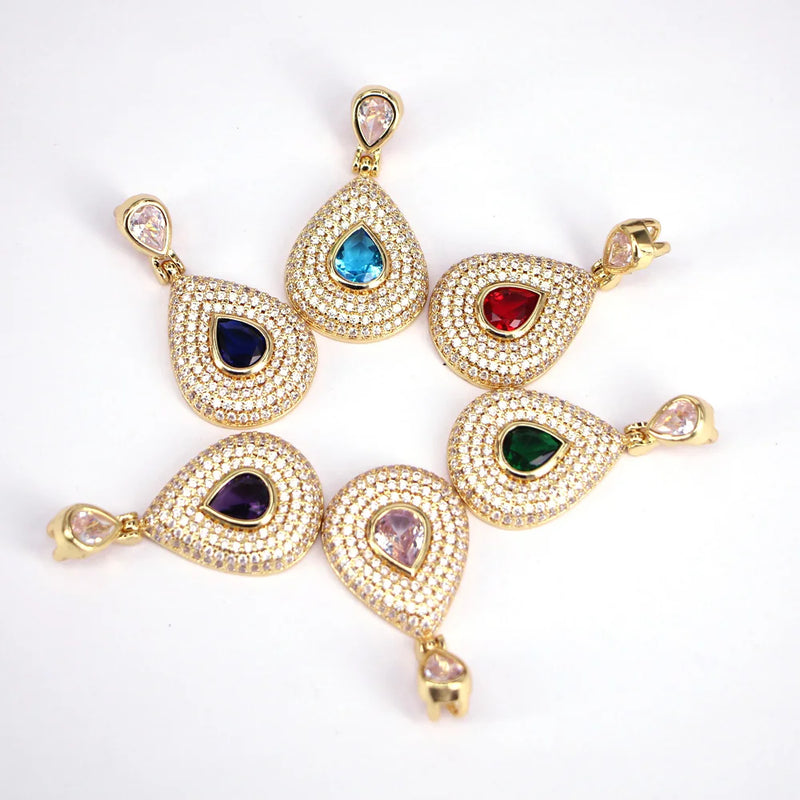 5Pcs Zircon Pendant Water Drop Bling Jewelry Gift