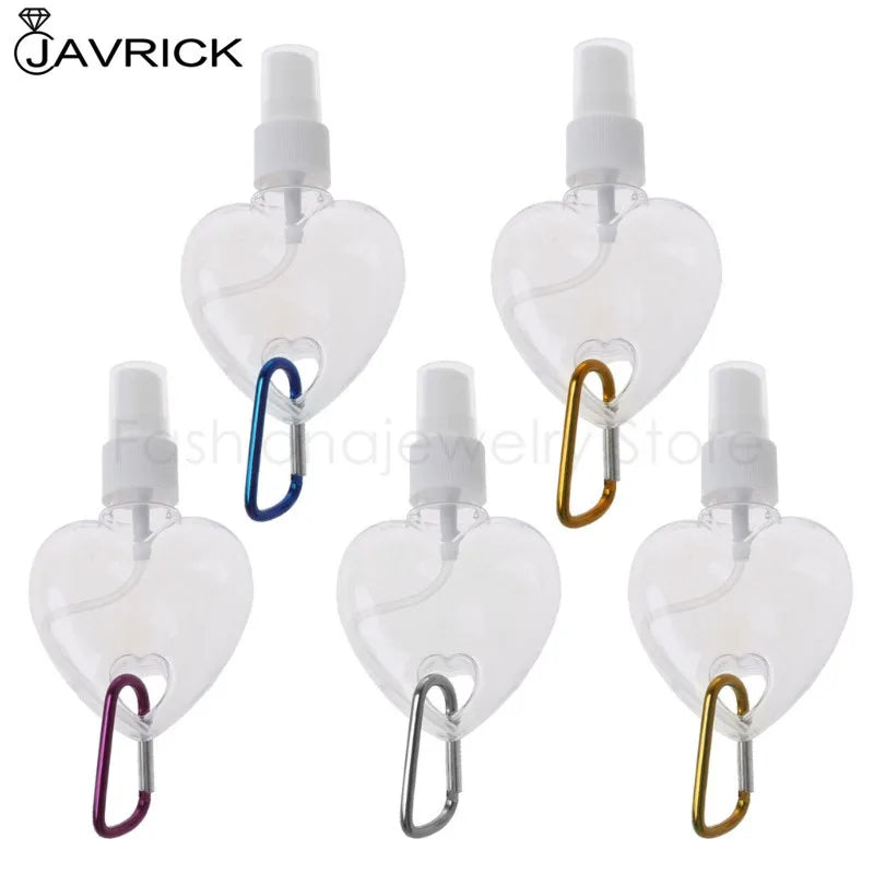 5Pcs 50ml Reusable Heart Spray Bottle Hand Sanitizer Travel Keychain Carriers