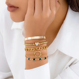 Punk Cuban Link Chain Rhinestone Heart Bracelet for Women