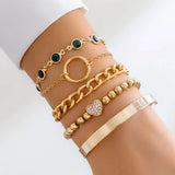 Punk Cuban Link Chain Rhinestone Heart Bracelet for Women