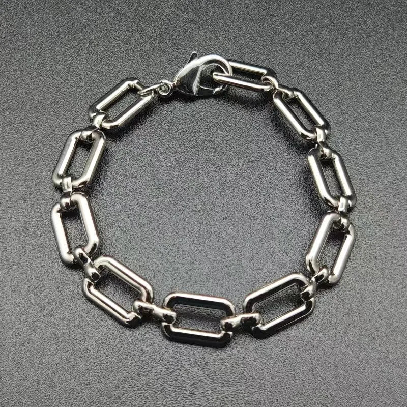 5Pcs Punk Style Silver Plated Chain Bracelet for Men