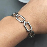 5Pcs Punk Style Silver Plated Chain Bracelet for Men