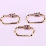 5Pcs Rainbow CZ Micro Pave Oval Clasp Carabiner Lock Jewelry Findings
