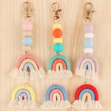 5Pcs Rainbow Tassel Keychain Charms Colorful Ornaments