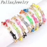 Colorful Rainbow U Link Chain Bracelet Bangle for Women