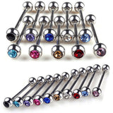 5pc Stainless Steel Tongue Studs with Crystal Balls