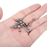 5Pcs Random Stainless Steel Tongue Studs Crystal Ball Tongue Nipple Bars