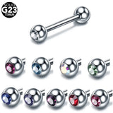 5Pcs Random Stainless Steel Tongue Studs Crystal Ball Tongue Nipple Bars