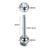 5Pcs Random Stainless Steel Tongue Studs Crystal Ball Tongue Nipple Bars