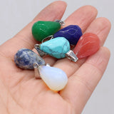 5Pcs Random Natural Stone Faceted Pendant for DIY Jewelry Making