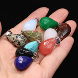 5Pcs Random Natural Stone Faceted Pendant for DIY Jewelry Making