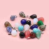 5Pcs Random Natural Stone Faceted Pendant for DIY Jewelry Making