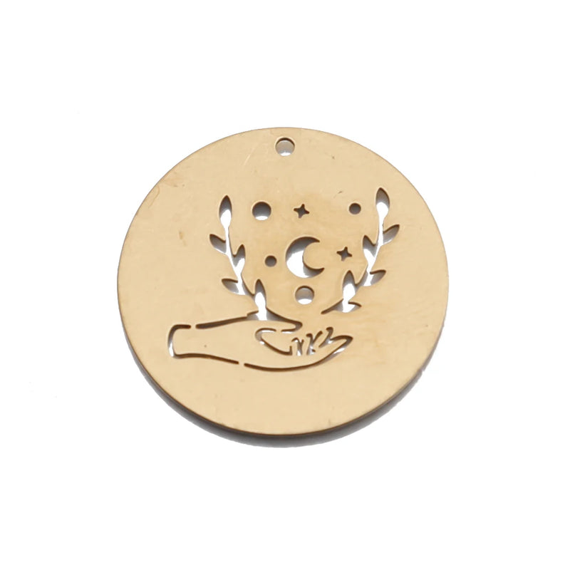 5Pcs Raw Brass Flat Circle Charm for DIY Earrings Necklace Jewelry