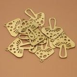 5Pcs Raw Brass Hollow Mushroom Charms Pendant for DIY Jewelry Making