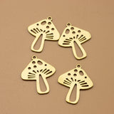 5Pcs Raw Brass Hollow Mushroom Charms Pendant for DIY Jewelry Making