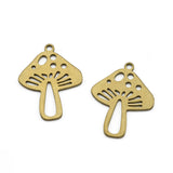 5Pcs Raw Brass Hollow Mushroom Charms Pendant for DIY Jewelry Making