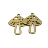 5Pcs Raw Brass Hollow Mushroom Charms Pendant for DIY Jewelry Making