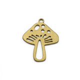 5Pcs Raw Brass Hollow Mushroom Charms Pendant for DIY Jewelry Making