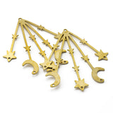 5Pcs Brass Moon Star Charms DIY Jewelry Findings