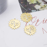 5Pcs Raw Brass Sun Hollow Face Charms Pendants DIY Earrings Necklaces
