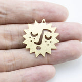 5Pcs Raw Brass Sun Hollow Face Charms Pendants DIY Earrings Necklaces