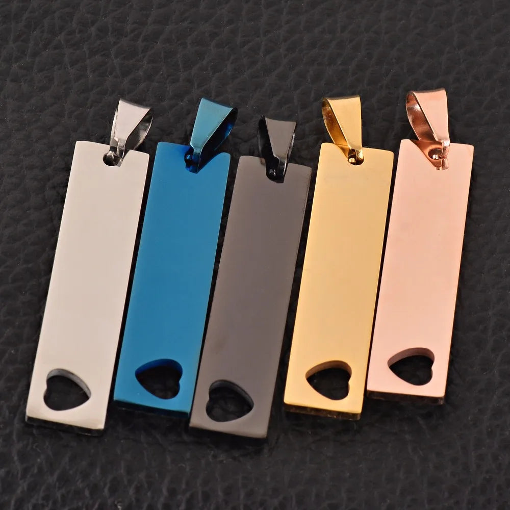 5Pcs Stainless Steel Dog Tags Pendant Necklace 45*10mm