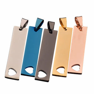 5Pcs Stainless Steel Dog Tags Pendant Necklace 45*10mm