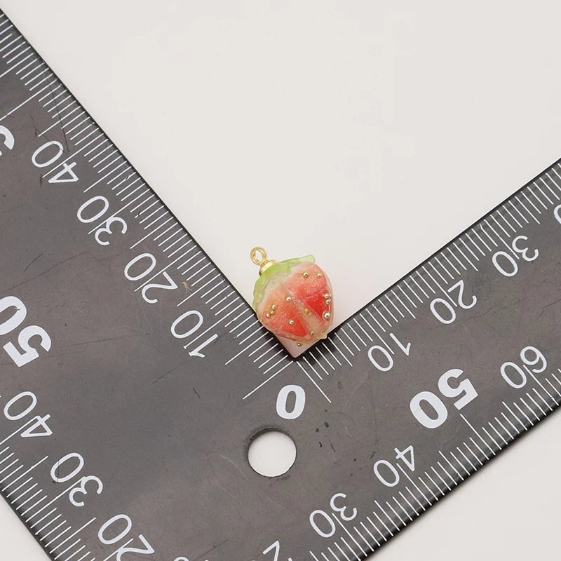 5Pcs Red Resin Strawberry Charms Pendant For DIY Jewelry Making