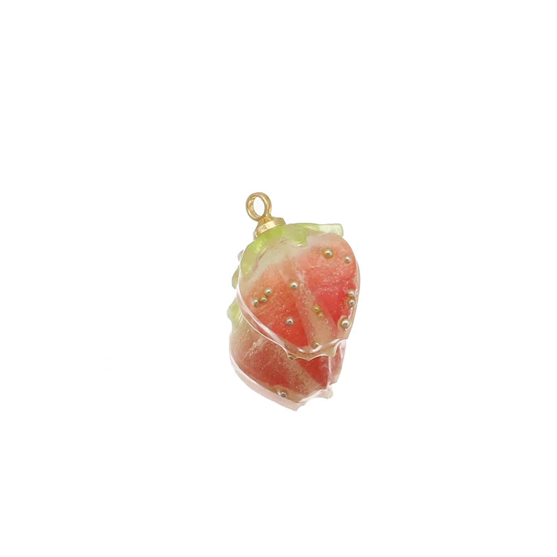 5Pcs Red Resin Strawberry Charms Pendant For DIY Jewelry Making