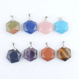 5Pcs Reiki Natural Stone Pendant Opal Tiger Eye Lapis Pendulum Amulet Charms