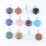 5Pcs Reiki Natural Stone Pendant Opal Tiger Eye Lapis Pendulum Amulet Charms
