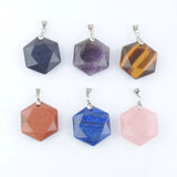 5Pcs Reiki Natural Stone Pendant Opal Tiger Eye Lapis Pendulum Amulet Charms