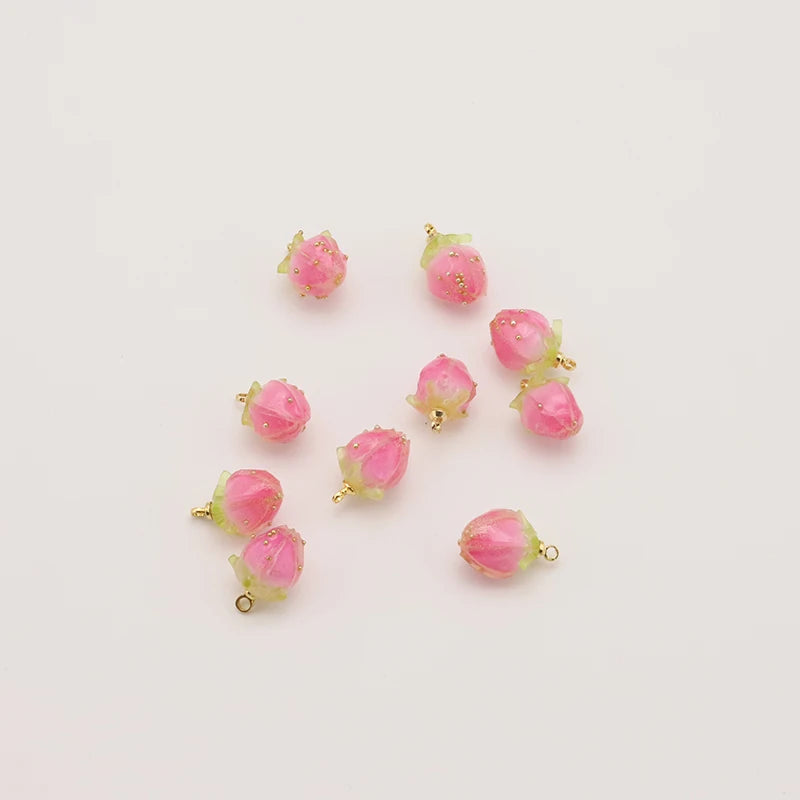 5Pcs Red Resin Strawberry Charms for DIY Jewelry Making