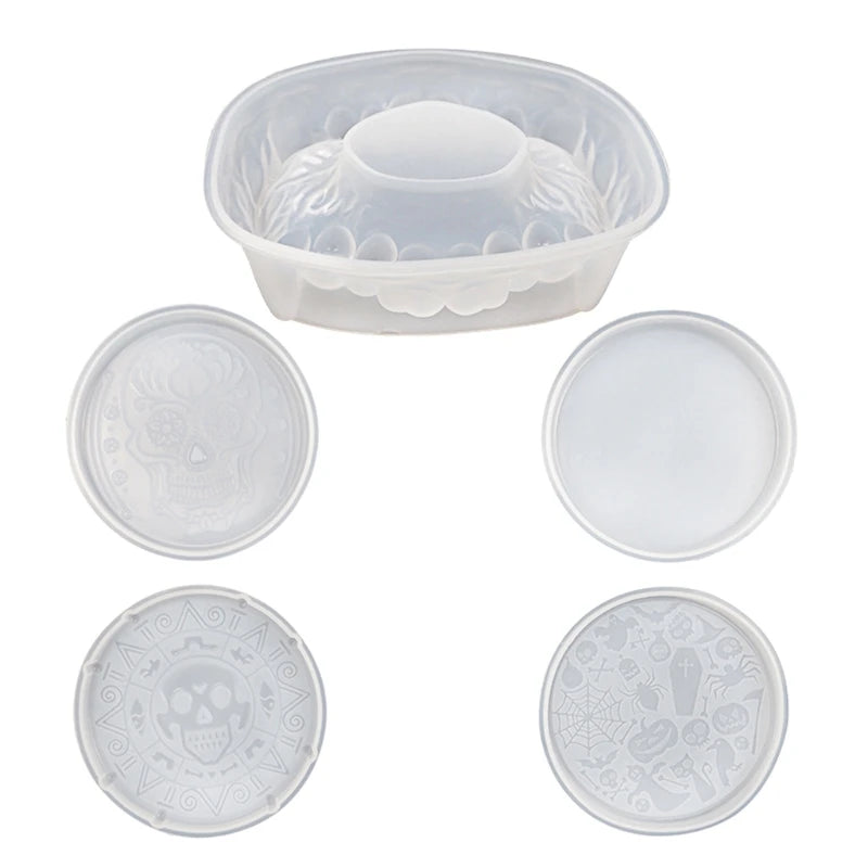5Pcs Round Coaster Mould Silicone Fangs Holder Resin Molds Cup Mat