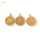 5Pcs Round Disc Plated Coins Pendant Brass Charms Mini Size Jewelry DIY
