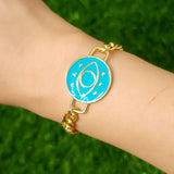 5Pcs Colorful Enamel Eye Boho Bracelet, Adjustable Link Chain Bracelet